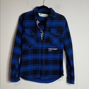 Off-White | Authentic Men’s Blue & Black Quote Fannel Shirt Size XS